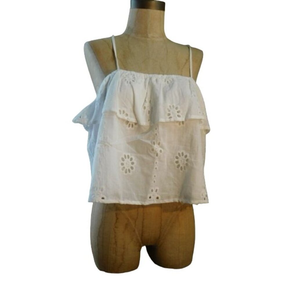 Sugar + Lips Size XS White Eyelet Cami Style Blouse NWT - Picture 2 of 3